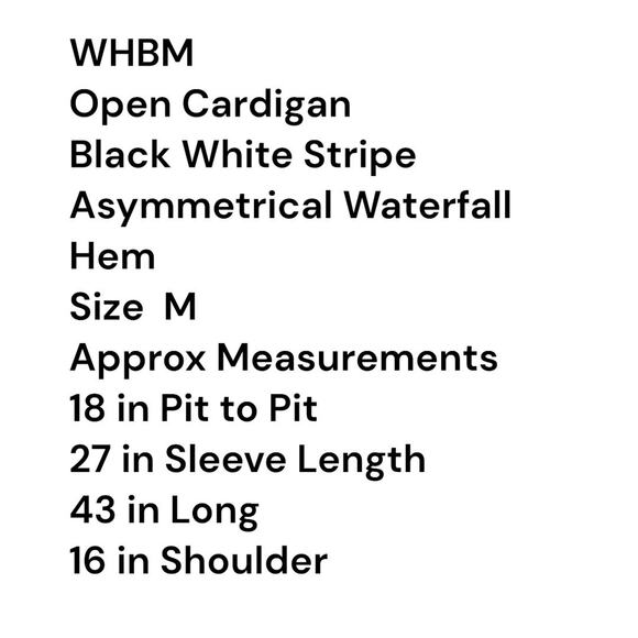 White House Black Market Open Front Waterfall Cardigan Sweater Striped Size M - Picture 3 of 6